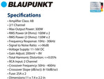 Blaupunkt AMP2002 2000watts 2-Channel, Full-Range Amplifier Car SUV and More