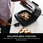 (Renewed) NINJA FG551 Foodi Smart XL 6-in-1 Indoor Grill with 4-Quart Air Fryer Roast Bake Dehydrate Broil and Leave-in Thermometer, with Extra Large Capacity, and a stainless steel Finish