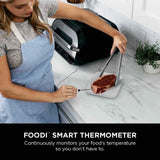 (Renewed) NINJA FG551 Foodi Smart XL 6-in-1 Indoor Grill with 4-Quart Air Fryer Roast Bake Dehydrate Broil and Leave-in Thermometer, with Extra Large Capacity, and a stainless steel Finish