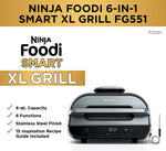 (Renewed) NINJA FG551 Foodi Smart XL 6-in-1 Indoor Grill with 4-Quart Air Fryer Roast Bake Dehydrate Broil and Leave-in Thermometer, with Extra Large Capacity, and a stainless steel Finish